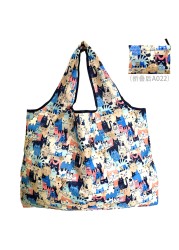 Reusable grocery bag shopping handbag animal flower beach cute gift bag vegetable fruit washable lightweight sturdy nylon hand