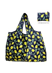 Reusable grocery bag shopping handbag animal flower beach cute gift bag vegetable fruit washable lightweight sturdy nylon hand