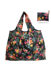 Reusable grocery bag shopping handbag animal flower beach cute gift bag vegetable fruit washable lightweight sturdy nylon hand