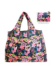 Reusable grocery bag shopping handbag animal flower beach cute gift bag vegetable fruit washable lightweight sturdy nylon hand