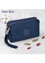 3 Zippers Lady Purses Women Wallets Brand Clutch Coin Purse Cards Keys Money Bags Canvas Short Woman Girls Wallet Pierce Bags