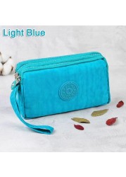 3 Zippers Lady Purses Women Wallets Brand Clutch Coin Purse Cards Keys Money Bags Canvas Short Woman Girls Wallet Pierce Bags