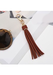 Fringe PU Leather Tassel Keychains Rhodium Key Holder Metal Key Charm Key Ring Bag Auto Car Pendant Hot Sale Jewelry