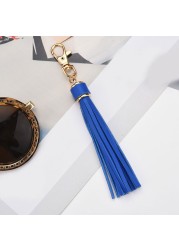 Fringe PU Leather Tassel Keychains Rhodium Key Holder Metal Key Charm Key Ring Bag Auto Car Pendant Hot Sale Jewelry