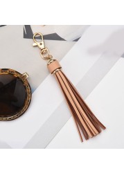 Fringe PU Leather Tassel Keychains Rhodium Key Holder Metal Key Charm Key Ring Bag Auto Car Pendant Hot Sale Jewelry