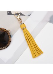 Fringe PU Leather Tassel Keychains Rhodium Key Holder Metal Key Charm Key Ring Bag Auto Car Pendant Hot Sale Jewelry