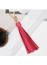 Fringe PU Leather Tassel Keychains Rhodium Key Holder Metal Key Charm Key Ring Bag Auto Car Pendant Hot Sale Jewelry