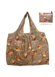 Large Durable Nylon Printing Foldable Eco-friendly Shopping Bag Tote Folding Pouch Bags Convenient Storage Bags Large Capacity