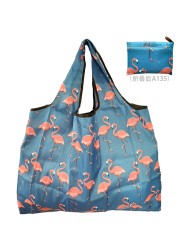 Large Durable Nylon Printing Foldable Eco-friendly Shopping Bag Tote Folding Pouch Bags Convenient Storage Bags Large Capacity