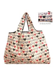 Large Durable Nylon Printing Foldable Eco-friendly Shopping Bag Tote Folding Pouch Bags Convenient Storage Bags Large Capacity