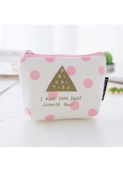 1PC Coin Purse Canvas Wallet Bag With Zipper Card Holder Mini Cute Pink Mini Wallet