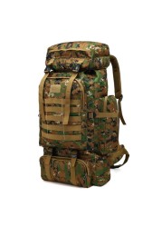 80L Outdoor Sports Tactical Backpack Large Capacity Oxford Fabric Waterproof Men Camping Hiking Hunting Bag Travel Bag