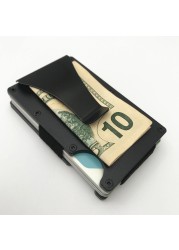 New Slim Aluminum Card Holder for Men, Mini Wallet with RFID Lock, Anti-theft Protection, Metal Money Clip