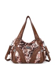 Fashion Retro Leopard Hobos Women Handbag Casual Soft PU Waterproof Large Capacity Zipper Crossbody Shoulder Bag For Female