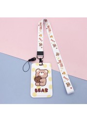 New cute cartoon student meal ID card holder campus card ID badge holder lanyard access control subway bus card protective cover