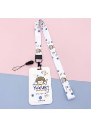 New cute cartoon student meal ID card holder campus card ID badge holder lanyard access control subway bus card protective cover