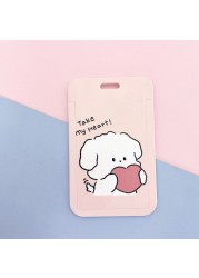 New cute cartoon student meal ID card holder campus card ID badge holder lanyard access control subway bus card protective cover