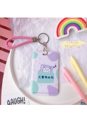 Cartoon Card Holder Campus Bus ID Card Buckle Anti-theft Portable Student Wallet Access Control Card Bag Protect Cover