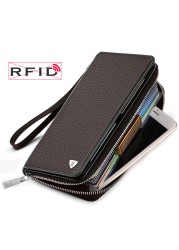 Williapolo Men's Clutch Bag Business Wallet Card Holder Coin Purse 100% Cowhide Leather Wallet for Men Passport Cover