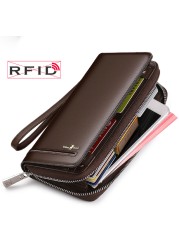 Williapolo Men's Clutch Bag Business Wallet Card Holder Coin Purse 100% Cowhide Leather Wallet for Men Passport Cover