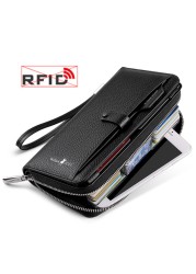 Williapolo Men's Clutch Bag Business Wallet Card Holder Coin Purse 100% Cowhide Leather Wallet for Men Passport Cover