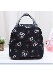 Functional Style Cooler Lunch Box Portable Insulated Canvas Lunch Handbag Thermal Food Picnic Lunch Bags For Women Kids