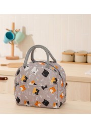 Functional Style Cooler Lunch Box Portable Insulated Canvas Lunch Handbag Thermal Food Picnic Lunch Bags For Women Kids