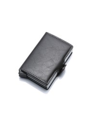 Blocking protection men's id credit card holder wallet leather metal aluminum business bank card credit card case