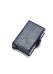 Blocking protection men's id credit card holder wallet leather metal aluminum business bank card credit card case