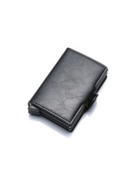 Blocking protection men's id credit card holder wallet leather metal aluminum business bank card credit card case