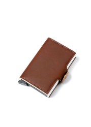 Blocking protection men's id credit card holder wallet leather metal aluminum business bank card credit card case