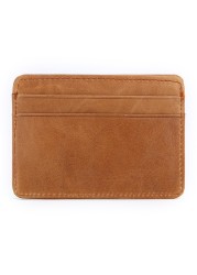 GENODERN Women and Man Genuine Leather Card Case Cowhide Slim Card Wallet Small Thin Card Package