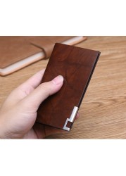 Men Wallet Fashion 100% Real Leather Card Holder Metal Wallet Credit Card Case PL185142