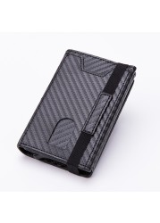 Cizicooco New Carbon Fiber Men Credit Card Holder Blocking Rfid Wallet Unisex Leather Security Information Aluminum Alloy Wallet Frame