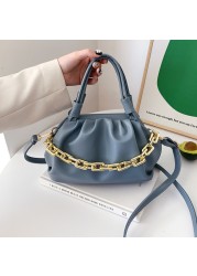 HOCODO 2022 New Fold Women's Fashion Handbag Qian Women's Shoulder Bag PU Leather Pleated Messenger Bag Solid Color Women