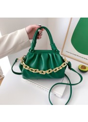 HOCODO 2022 New Fold Women's Fashion Handbag Qian Women's Shoulder Bag PU Leather Pleated Messenger Bag Solid Color Women