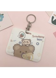 New Women Card Holder Lanyard ID Badge Card Holders Girls Cute Bear Bank Certificate Photocard Name Card Cover Female