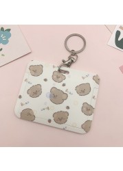 New Women Card Holder Lanyard ID Badge Card Holders Girls Cute Bear Bank Certificate Photocard Name Card Cover Female