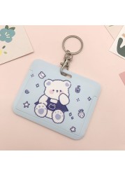 New Women Card Holder Lanyard ID Badge Card Holders Girls Cute Bear Bank Certificate Photocard Name Card Cover Female