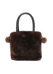 Women's Mink Bag, Drawstring Shoulder Bag, Fashionable, Built-in Pocket, 100% Autumn Winter Collection