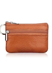 Cowhide Slim Coin Purse Women Coin Purse Men Zipper Around Wallet Card Holder