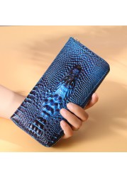 New women wallet crocodile pattern long wallet phone bag portfel damski lady clutch bag purse card holder carteira feminina