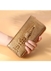 New women wallet crocodile pattern long wallet phone bag portfel damski lady clutch bag purse card holder carteira feminina