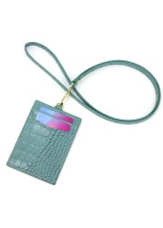 ID card holder for men and women, new, crocodile embossed leather, decorated lettering