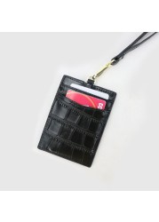 ID card holder for men and women, new, crocodile embossed leather, decorated lettering