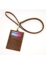 ID card holder for men and women, new, crocodile embossed leather, decorated lettering