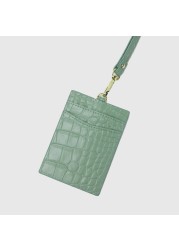 ID card holder for men and women, new, crocodile embossed leather, decorated lettering