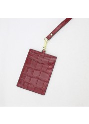 ID card holder for men and women, new, crocodile embossed leather, decorated lettering