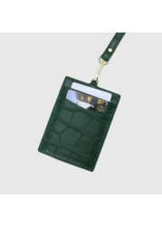 ID card holder for men and women, new, crocodile embossed leather, decorated lettering