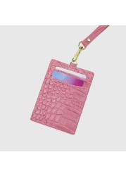 ID card holder for men and women, new, crocodile embossed leather, decorated lettering